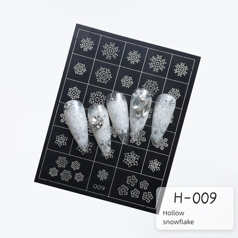 Snowflake Nail Sticker Supplier - White Snowflake Relief Stereo Christmas Tree Deer