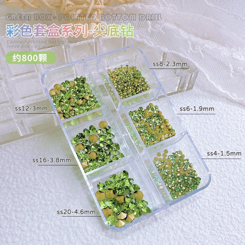 Nail Rhinestones Manufacturer - 6-Grid Mixed Size Beauty Jewelry New Explosion-Blue Net