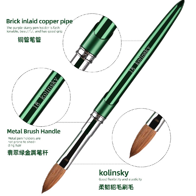 Kolinsky Hair Brush Supplier - Custom Logo 100% Kolinsky Hair Matte pink Metal Handle