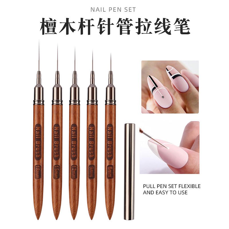 Practice Nail Set Supplier - Customizable 5 Nail Set Pen for Practice Nylon Brush Material