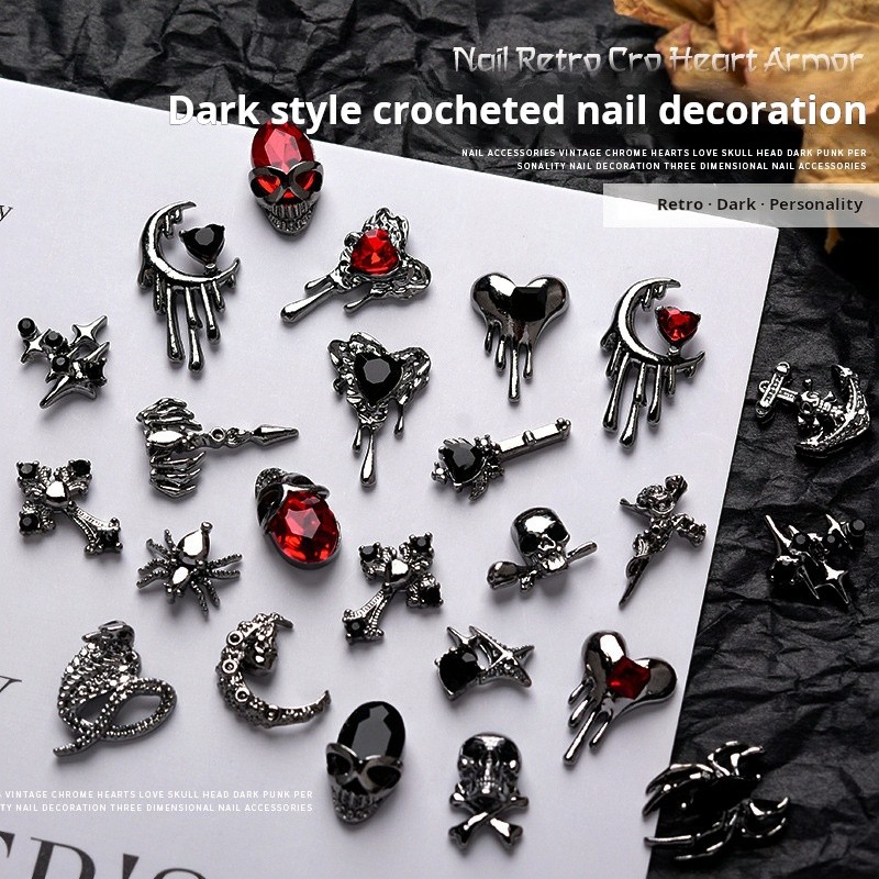 Nail Rhinestone Manufacturer - Reancient Croce Love Metal Cross Skull Alloy Diamond