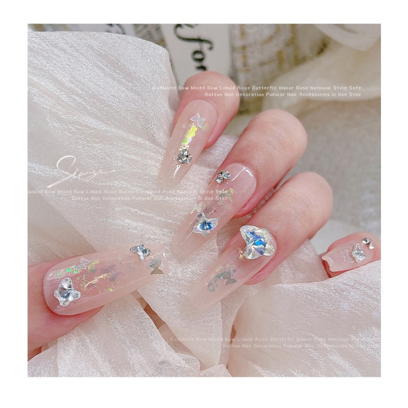Alloy Nail Set Supplier - New Fashionable Alloy Resin Crystal Rose Camellia Pearl