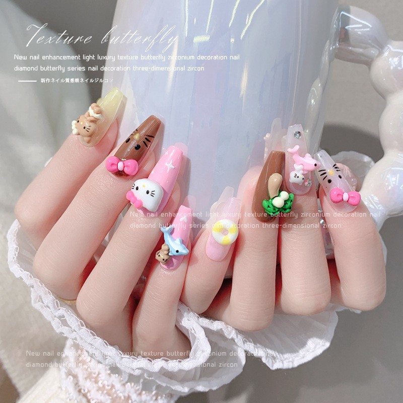 Cartoon Nail Accessories Supplier - Hellokitty Cat Black Coconut Cute Three-dimensional