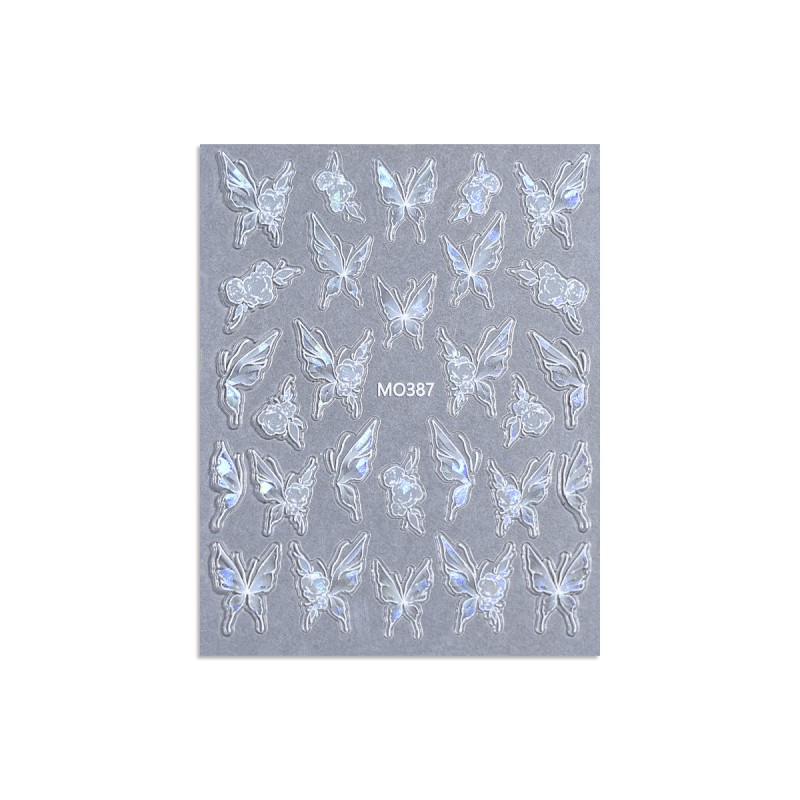 2D Nail Sticker Factory - Beautiful 2D Sheet Leaf Heart Holographic Butterflies Design