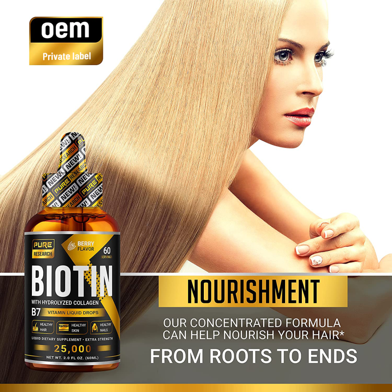Biotin Collagen Drops Manufacturer - Private Label Oil Peptides Liquid for Hair Skin Nails