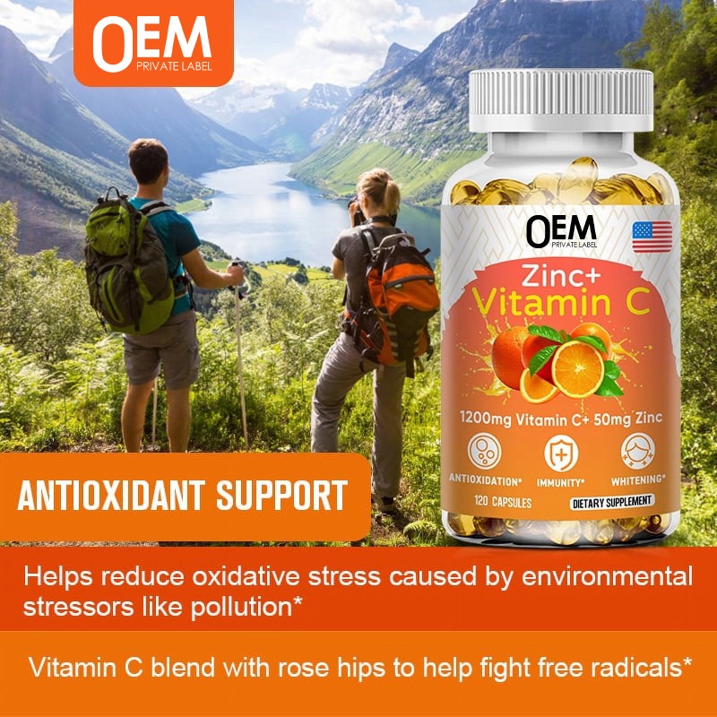 Vitamin C Zinc Softgels Manufacturer - OEM 1200mg Vitamin C with 50mg Zinc Energy Metabolism