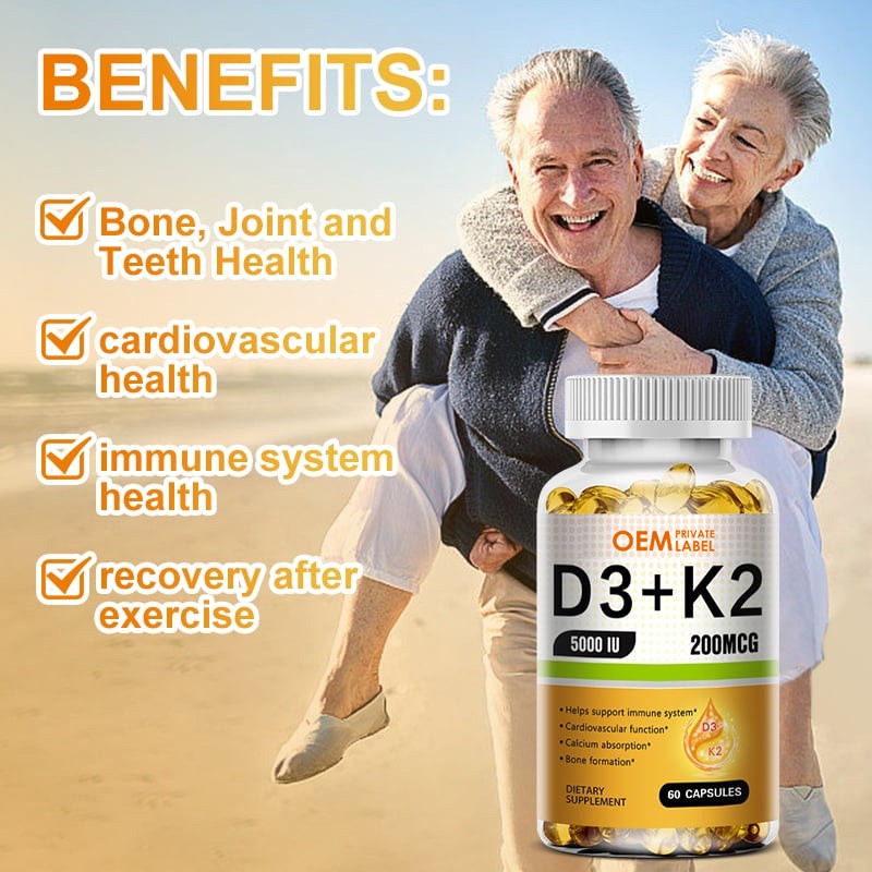 Vitamin D3 K2 Softgels Supplier - OEM/ODM Private Label 10000iu Bone Health Immune Support