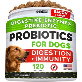 Dog Probiotics Treats Factory - Digestive Enzymes Prebiotics Chewable Fiber Improve Digestion