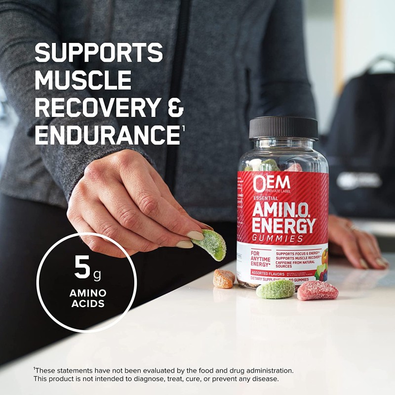 Amino Energy Gummies Supplier - Customized Amino Acids Pre Post Workout Focus Muscle Recovery