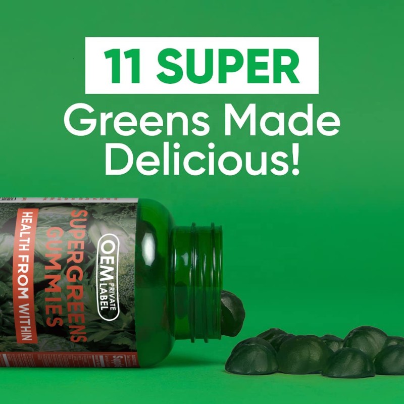 Super Greens Gummies Factory - OEM Immunity Natural Weight Management Metabolism Boost