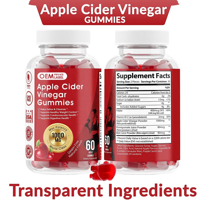 Apple Cider Vinegar Gummies Manufacturer - OEM Organic with Mother Weight Loss Detox