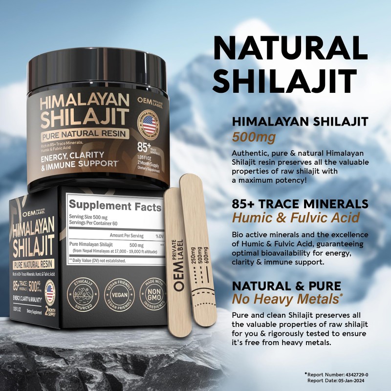 Himalayan Shilajit Resin Factory - OEM Private Label Pure Organic with Fulvic Acid 85%