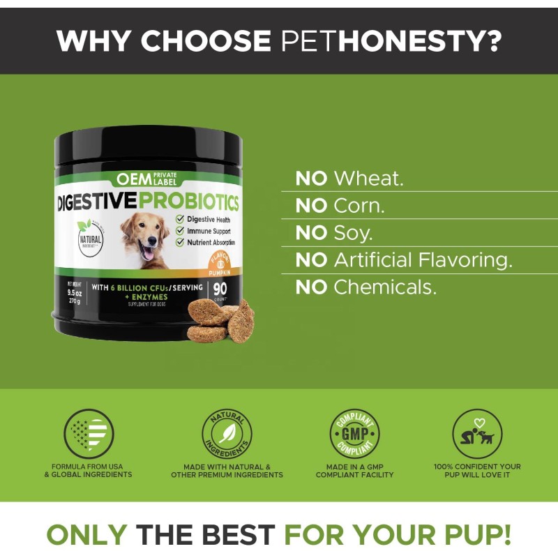 Dog Probiotics Soft Chews Manufacturer - Custom Digestive Probiotic Vitamins Immunity Health