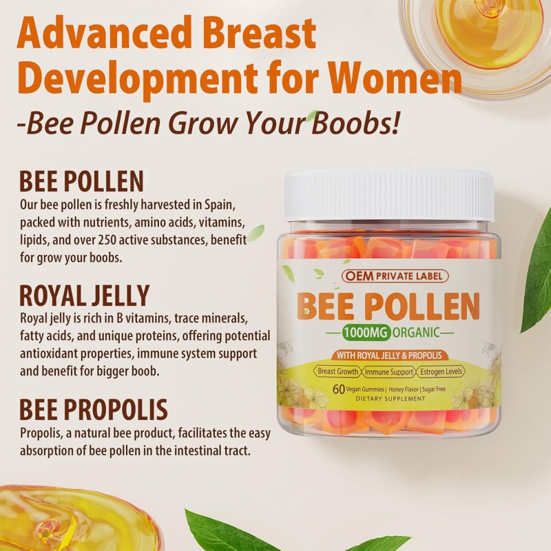 Bee Pollen Gummies Manufacturer - OEM 1000mg Propolis Royal Jelly Rich in Vitamin B