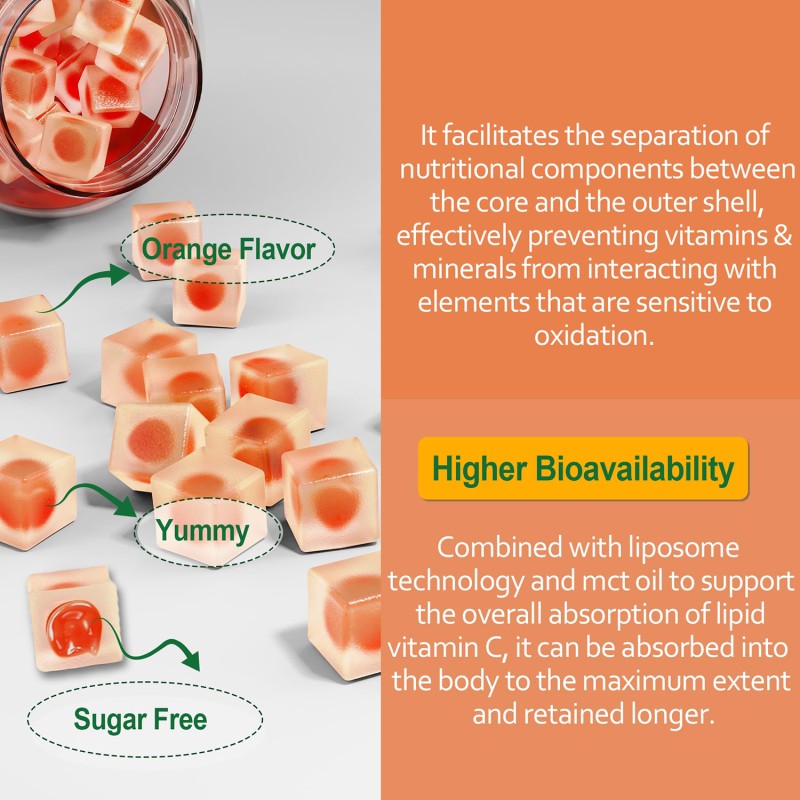 Liposomal Vitamin C Gummies Supplier - OEM 1000mg Chewable with Zinc Elderberry
