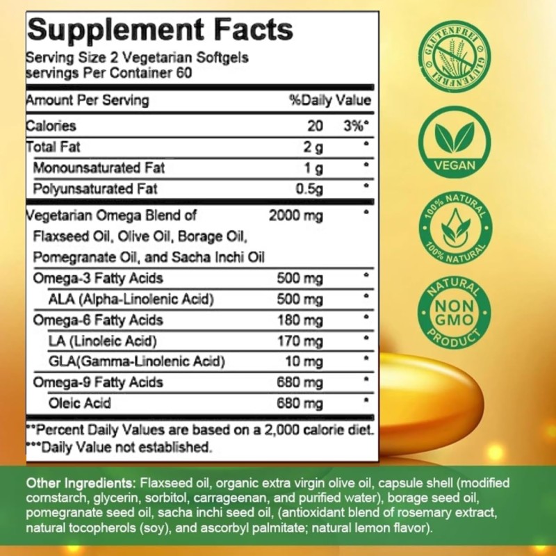Omega 3 6 9 Softgels Manufacturer - High Potency 1000mg 100% Vegan Heart Joint Brain Health