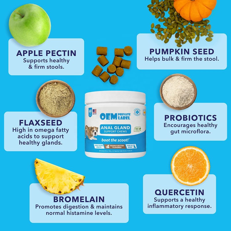 Dog Probiotics Chews Factory - Custom Wholesale Anal Gland Support Omega3 Itch Relief