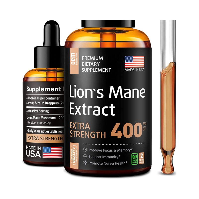Lion's Mane Mushroom Drops Supplier - Private Label Organic Extract Vegan Liquid Supplement