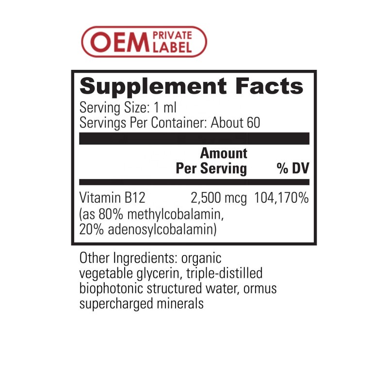 Vitamin B12 Drops Supplier - Organic Sublingual Methylcobalamin Vegan Energy Supplement