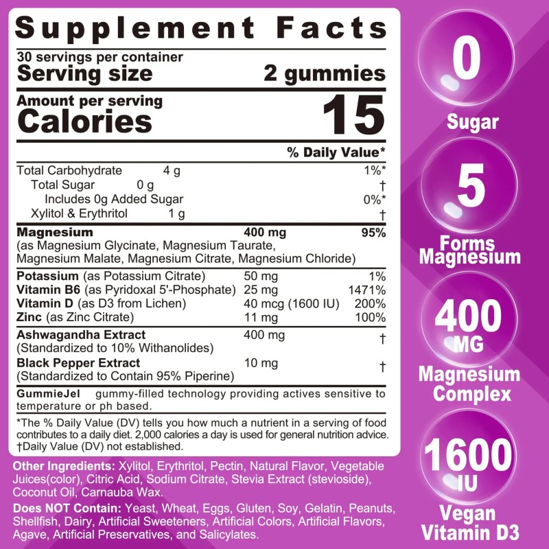 Magnesium Calcium Gummies Factory - OEM with Potassium Vitamin D3 B6 Muscles Bones