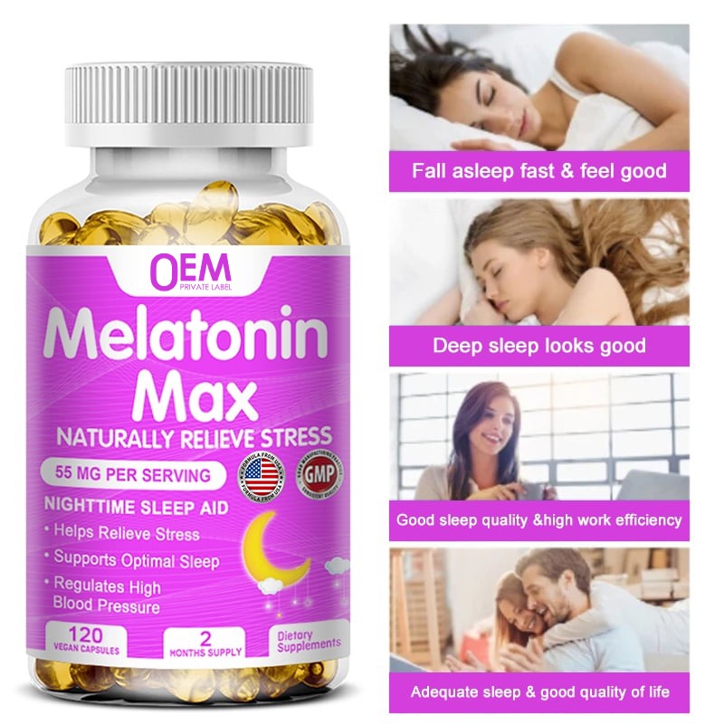 Melatonin Softgel Factory - OEM Customized Vitamin B6 GABA 10mg Relieve Stress Optimal Sleep