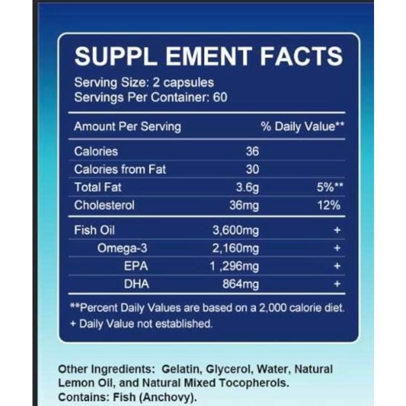 Omega 3 Softgel Capsules Supplier - OEM Triple Strength 3600mg Fish Oil EPA DHA Heart Brain