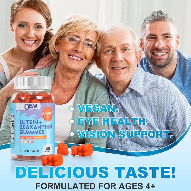 Lutein Gummies Factory - OEM 12mg Vegan with Zeaxanthin Vitamin A Eye Brain Health