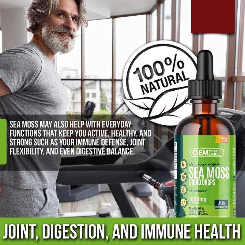 Sea Moss Liquid Drops Supplier - Custom 1000mg Irish Gel with Bladderwrack Elderberry Immunity