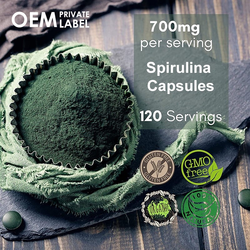 Spirulina Softgel Factory - OEM Organic Chlorella Spirulina 500mg Natural Softgels Supplement