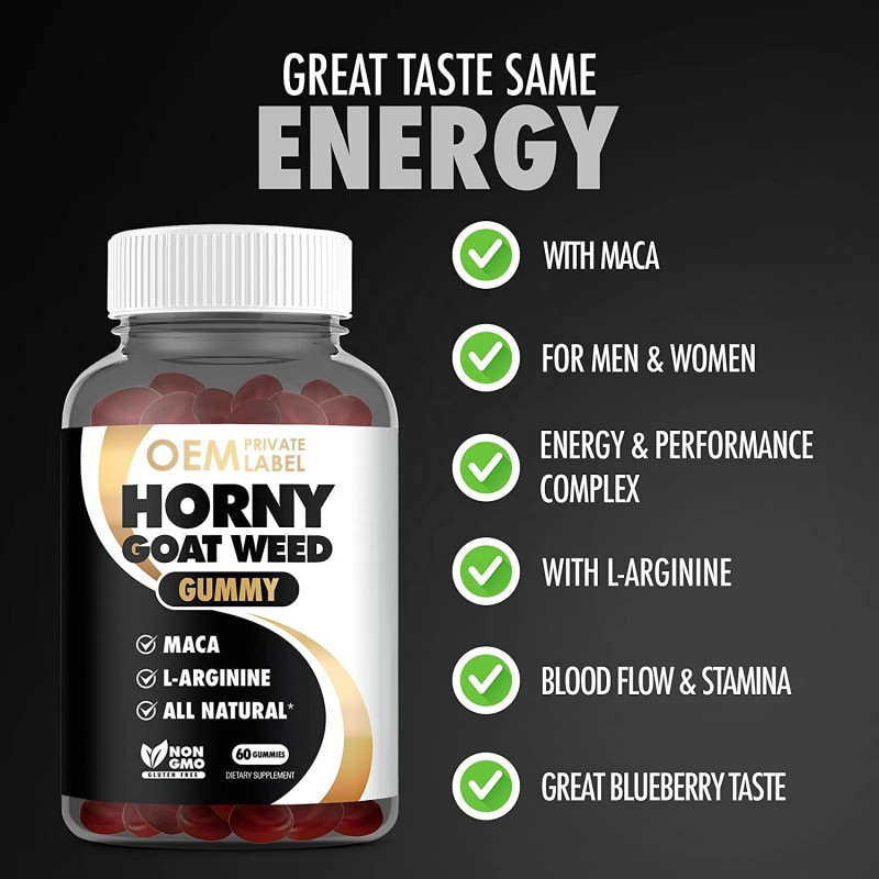 Horny Goat Weed Gummy Manufacturer - Customized BCAA L-Arginine MACA Preworkout Muscle