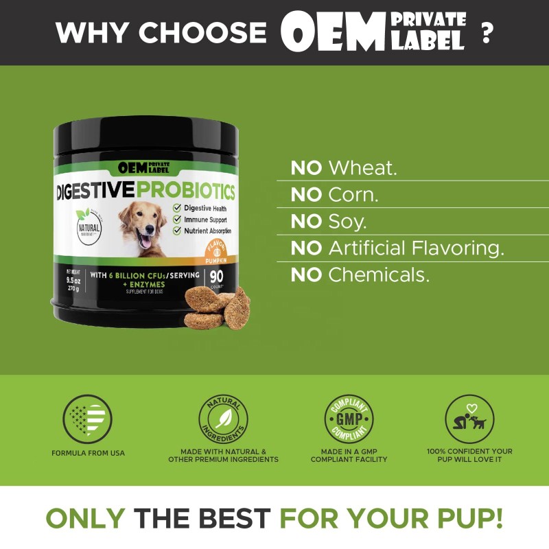 Dog Probiotics Chews Supplier - Private Label for Gut Health Digestive Support Immunity