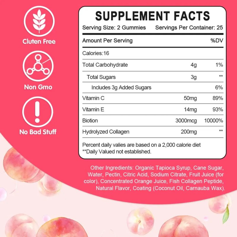 Collagen Gummies Supplier - Low Sugar Vegan Center Filled Biotin Protein Anti Aging