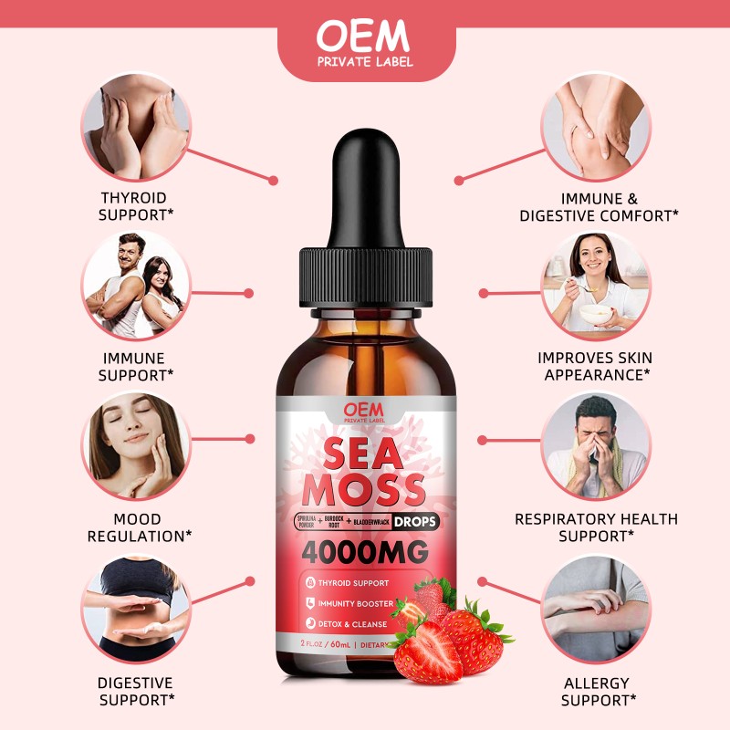 Sea Moss Liquid Drops Factory - OEM Organic Irish Gel with Burdock Root Immune Detox