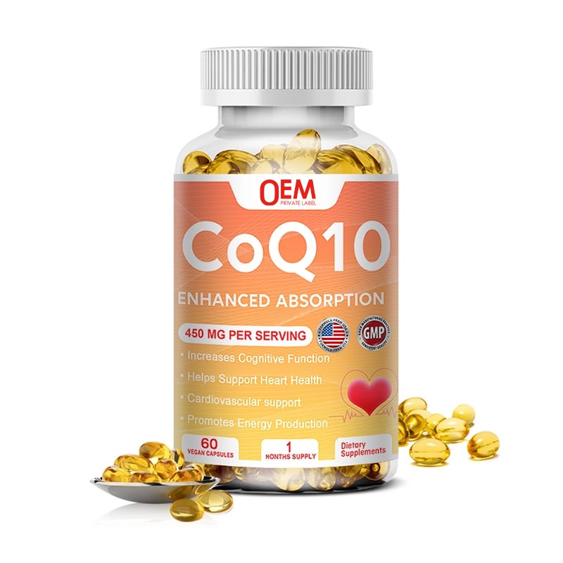 COQ10 Capsules Supplier - OEM Private Label 450mg Coenzyme Q10 Heart Nerve System Support