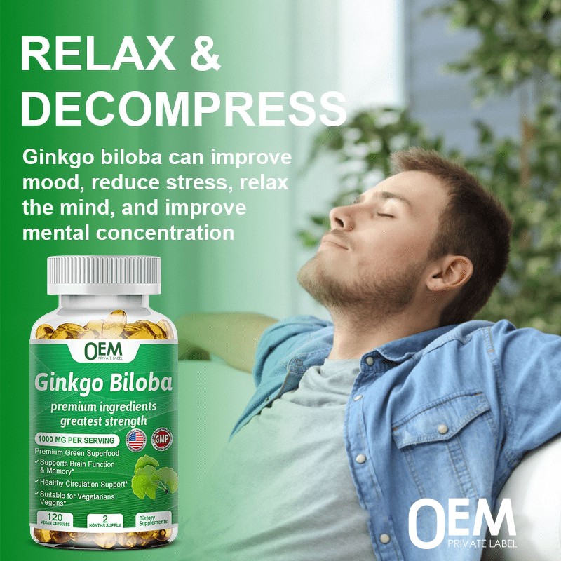 Ginkgo Biloba Softgel Factory - OEM Pure Organic Ginkgo Leaf Extract Healthy Circulation Support