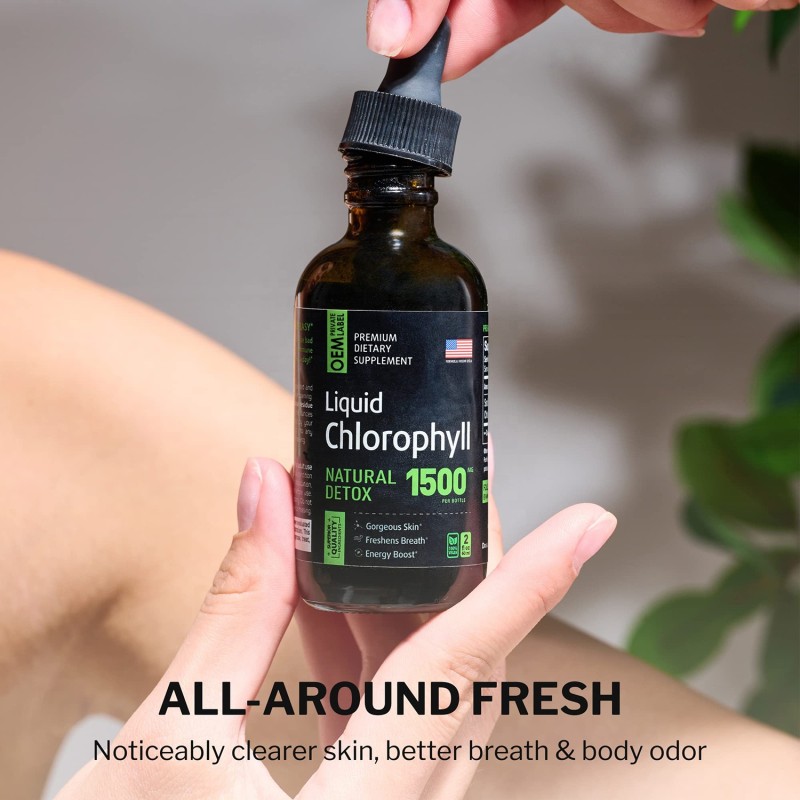 Chlorophyll Liquid Drops Factory - Private Label Detox Antioxidant Diet Natural Energy Support