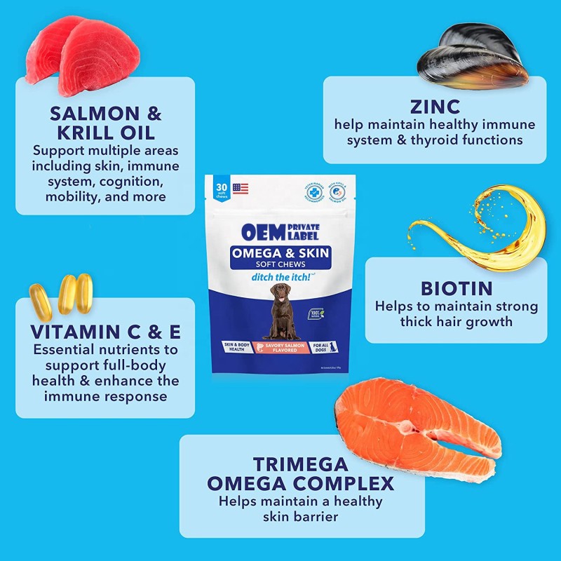 Dog Vitamins Supplement Supplier - Private Label Omega3 Probiotic Glucosamine Enzymes