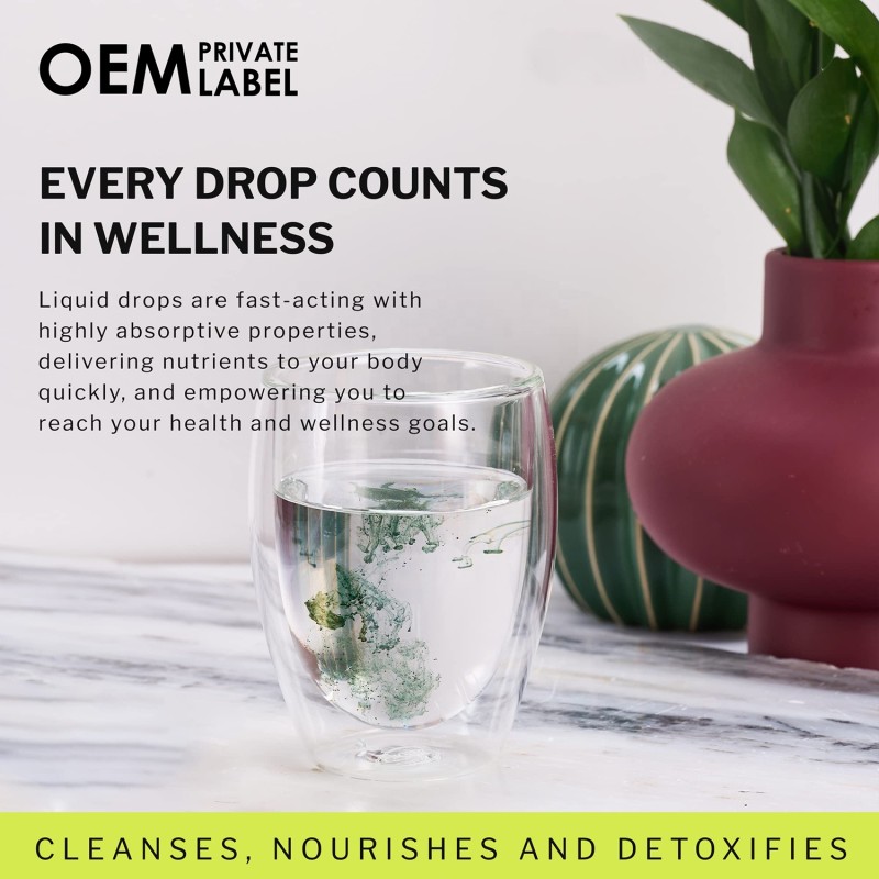 Chlorophyll Liquid Drops Factory - Private Label Detox Antioxidant Diet Natural Energy Support