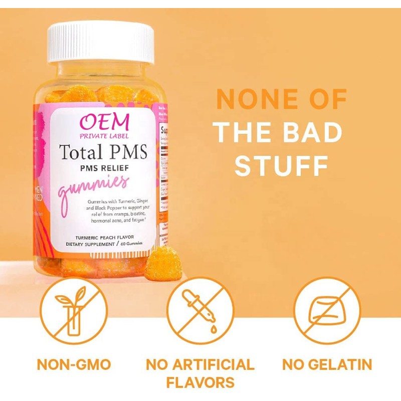 PMS Gummies Factory - OEM Balance Menstrual Relieve Pain Vegan Hormones Female