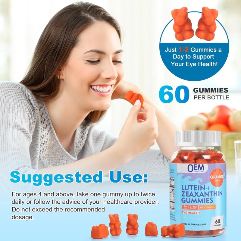 Lutein Gummies Factory - OEM 12mg Vegan with Zeaxanthin Vitamin A Eye Brain Health