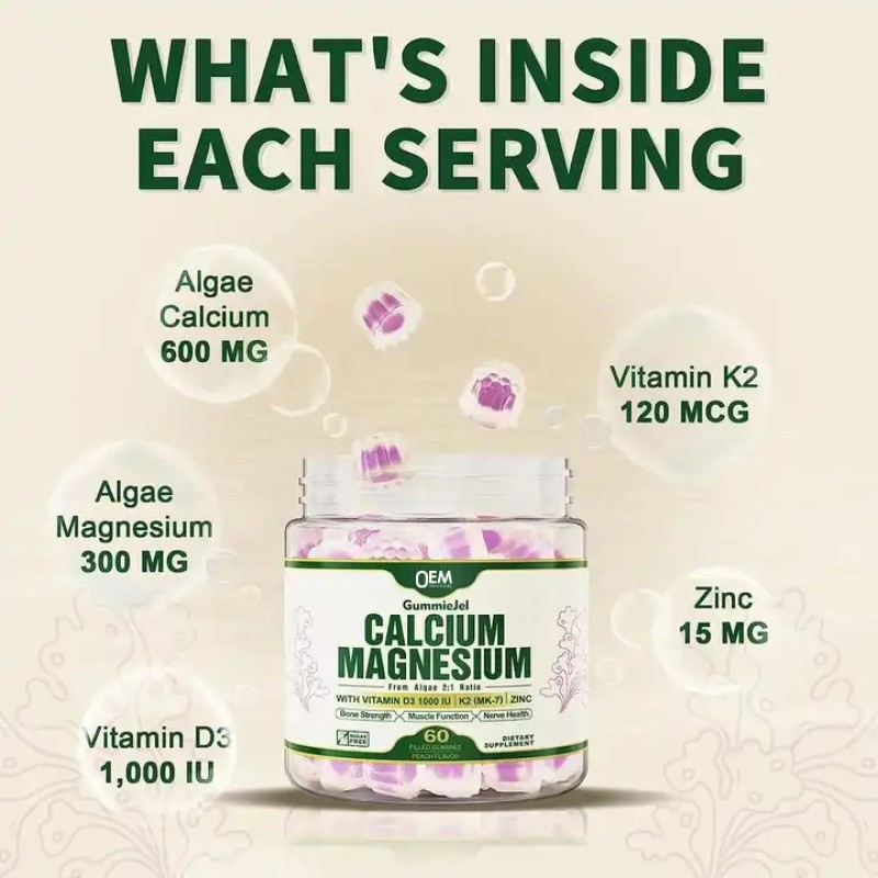 Calcium Magnesium Zinc Gummies Factory - OEM Private Label with Vitamin D3 Filled