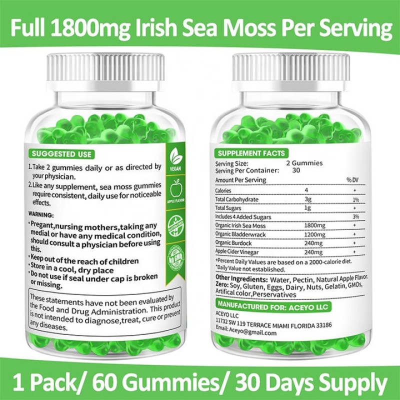 Sea Moss Gummies Supplier - Private Label Vegan Organic Irish Keto Detox Thyroid Support