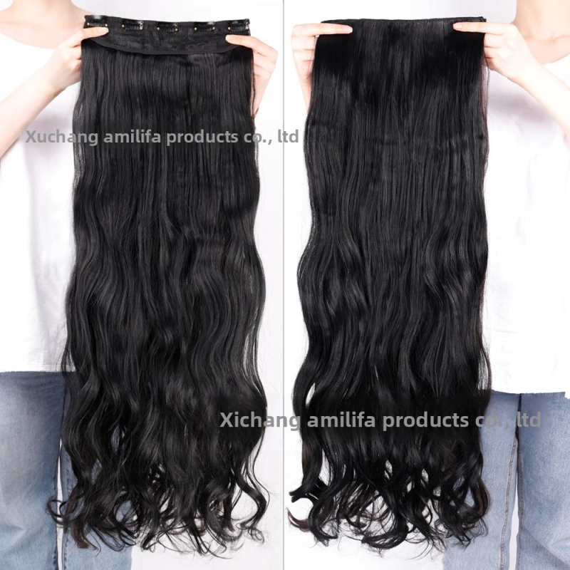 Clip-In Hair Extensions Factory - 5-Piece with Invisible Net Heat Resistant Curly Wefts