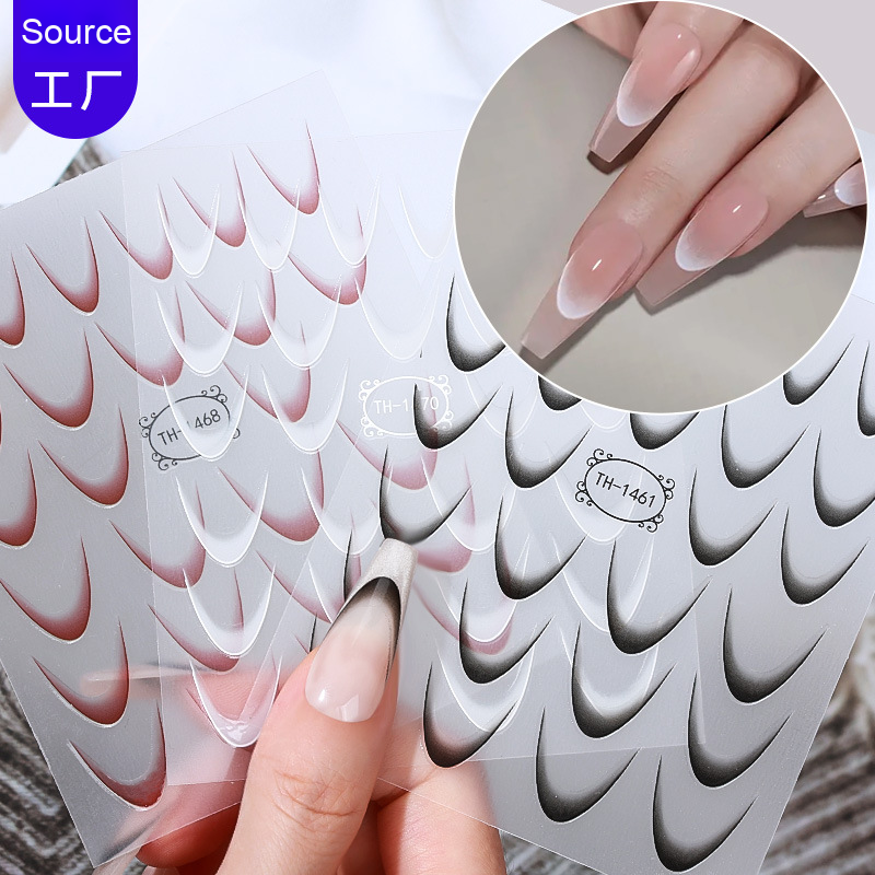 Nail Stickers Factory - Zhengxiang Gradient French 3D Hot-Selling INS Adhesive Decorations DIY