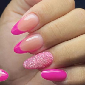 Press-On Nails Supplier - Rose French Simple Sweet Glitter Elegant Design Eco-Friendly Detachable
