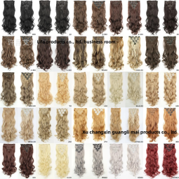 Hair Extension Set Manufacturer - 7-Piece Heat Resistant Synthetic Wavy Wefts 17 Clips