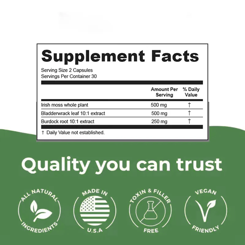 Sea Moss Capsules Manufacturer - OEM Hot Sale Organic Irish Sea Moss for Skin Hair Joints