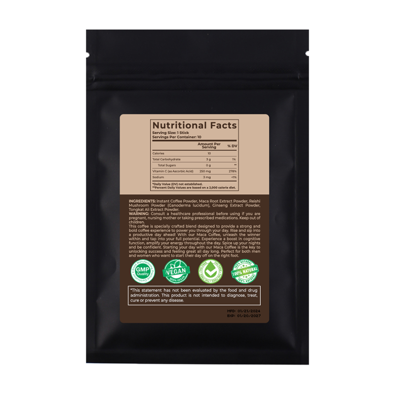 Maca Coffee Supplier - Private Label Black Maca Extract Instant Coffee Blend Unisex