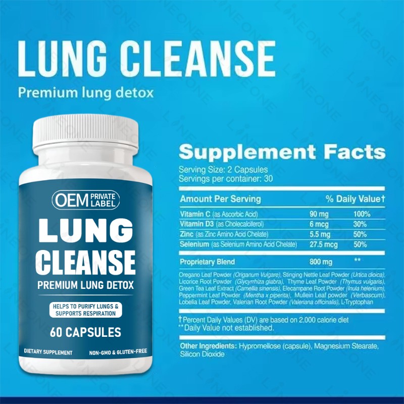 Respiratory Health Capsules Supplier - 100% Natural Lung Cleanse Capsules OEM Services for Adults