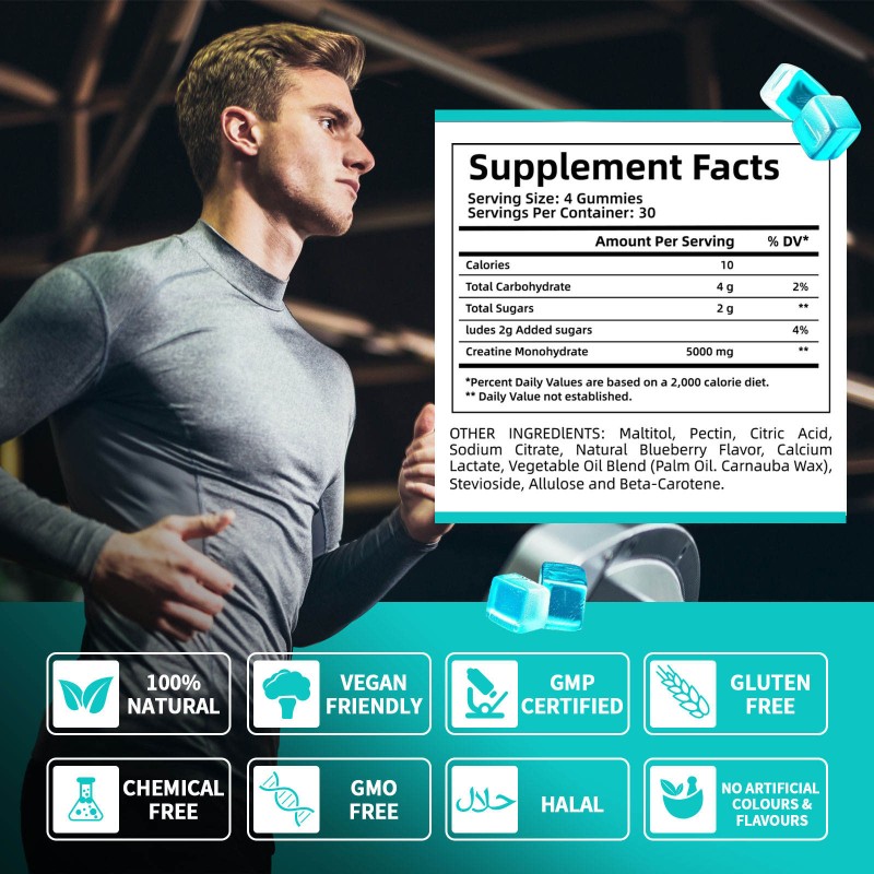 Creatine Gummies Factory - Private Label Creatine Gummies Monohydrate Soft Candy Customizable Flavors